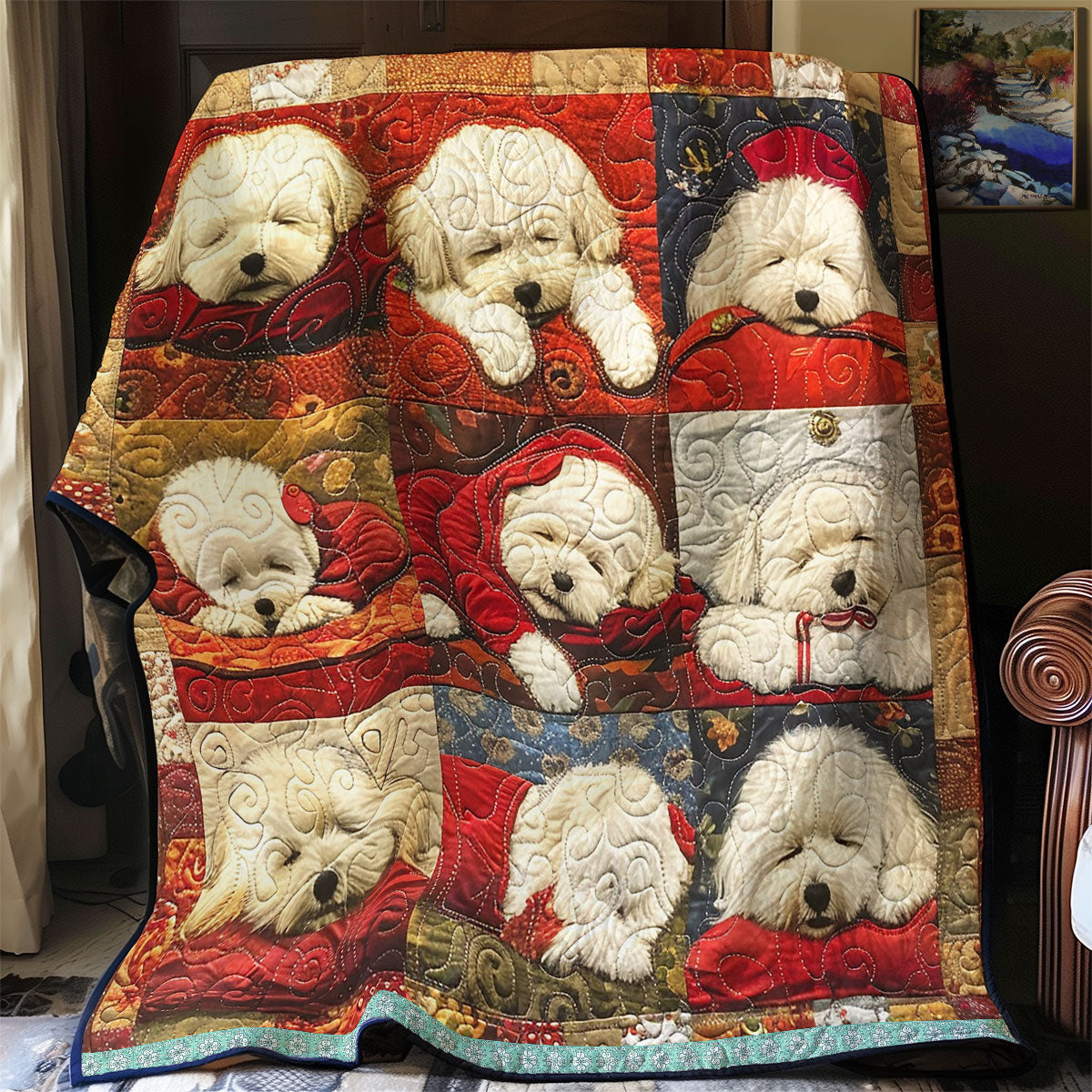 Bichon Frise Sleeping WN1209071CL Quilt