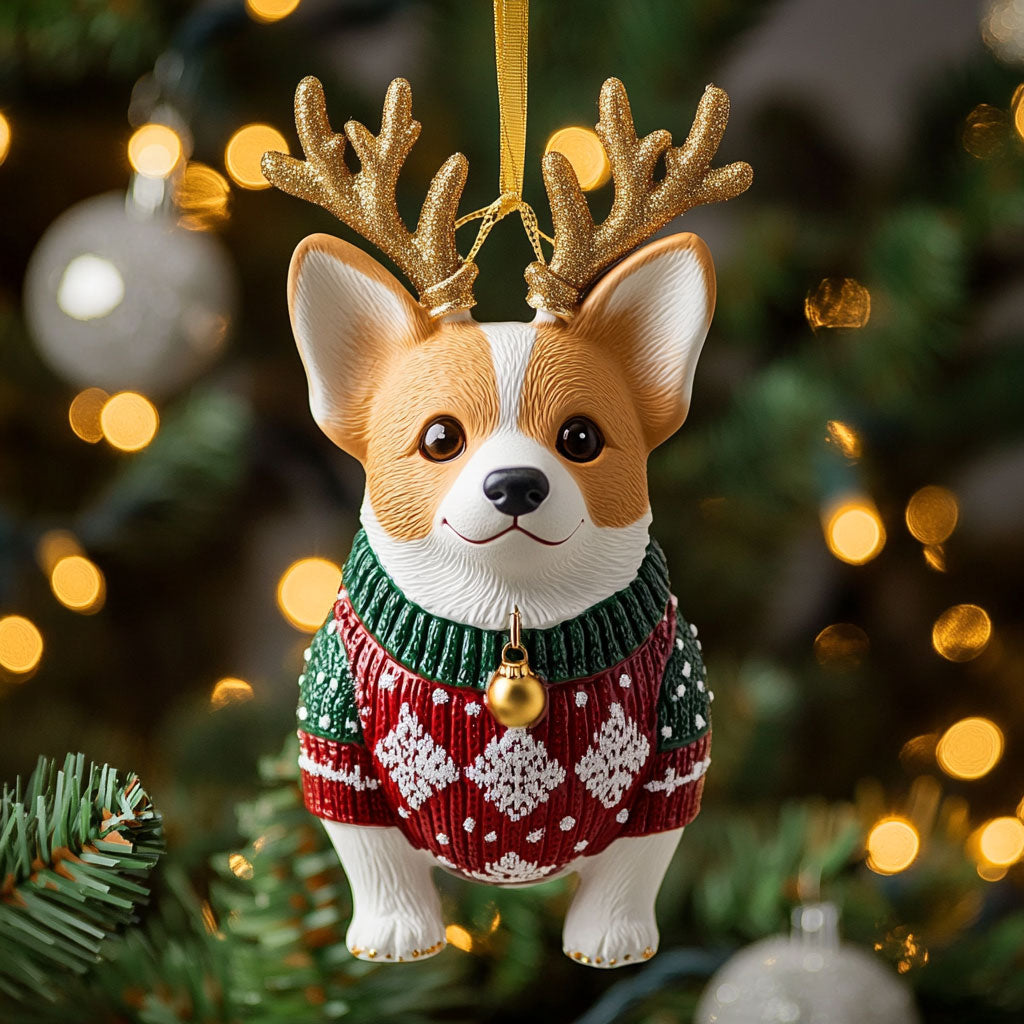 Jolly Corgi Cheer WN1410030CL Christmas Ornament
