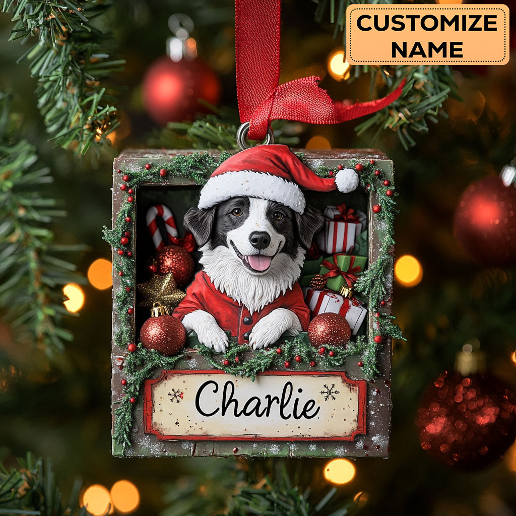 Merry Border Collie WN1510065CL Personalized Christmas Ornament