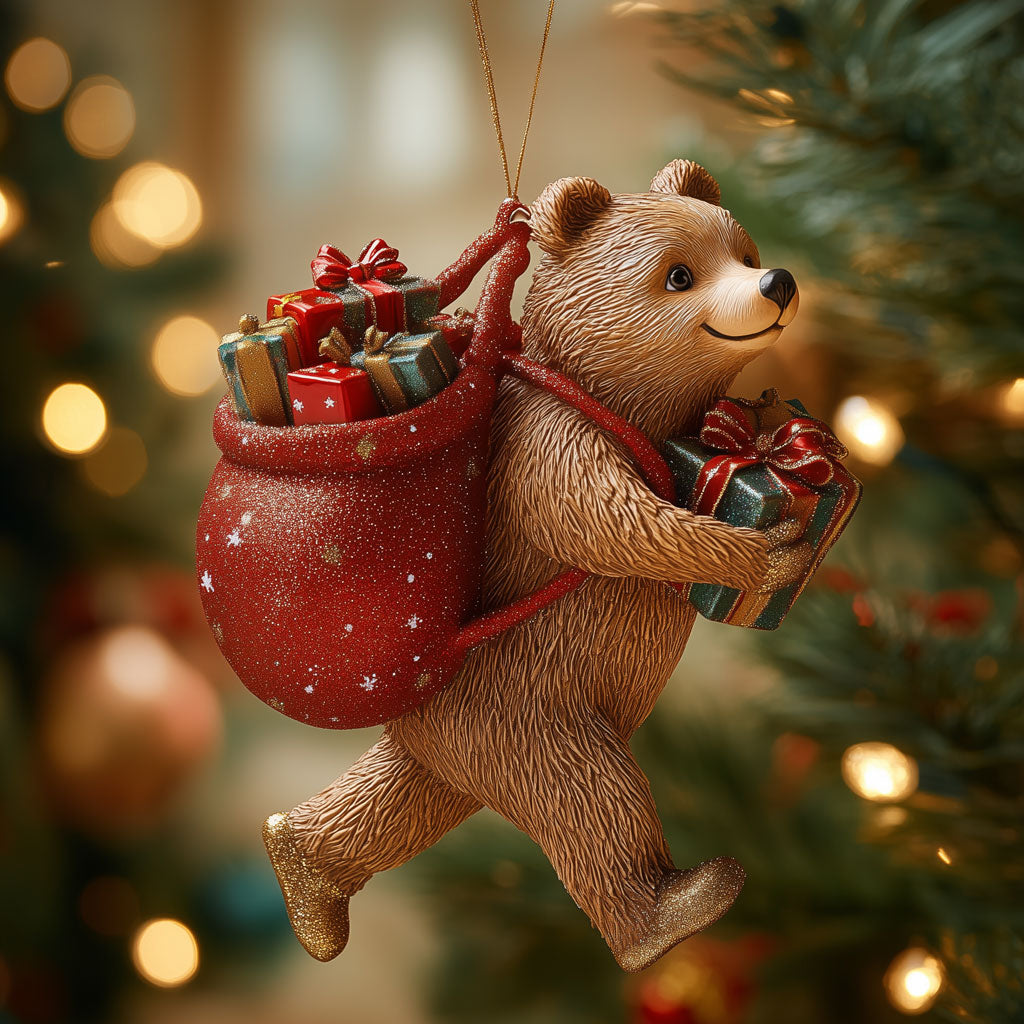 Present Delivery Teddy LT1710023CL Christmas Ornament