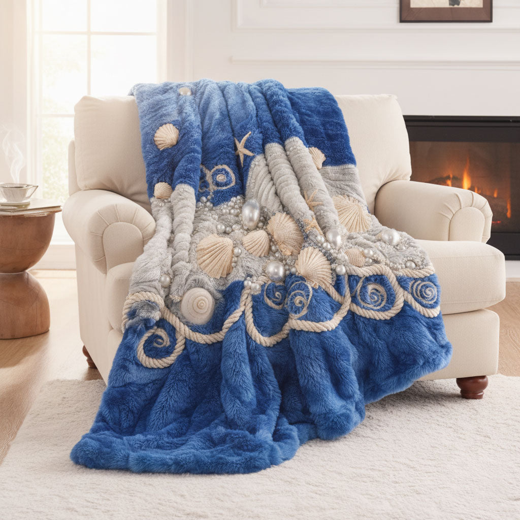 Moonlit Ocean Wave WN1401001CL Faux Fur Throw Blanket
