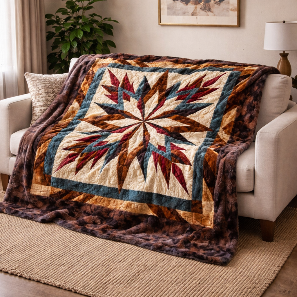 Geometric Lone Star QA2601004CL Faux Fur Throw Blanket