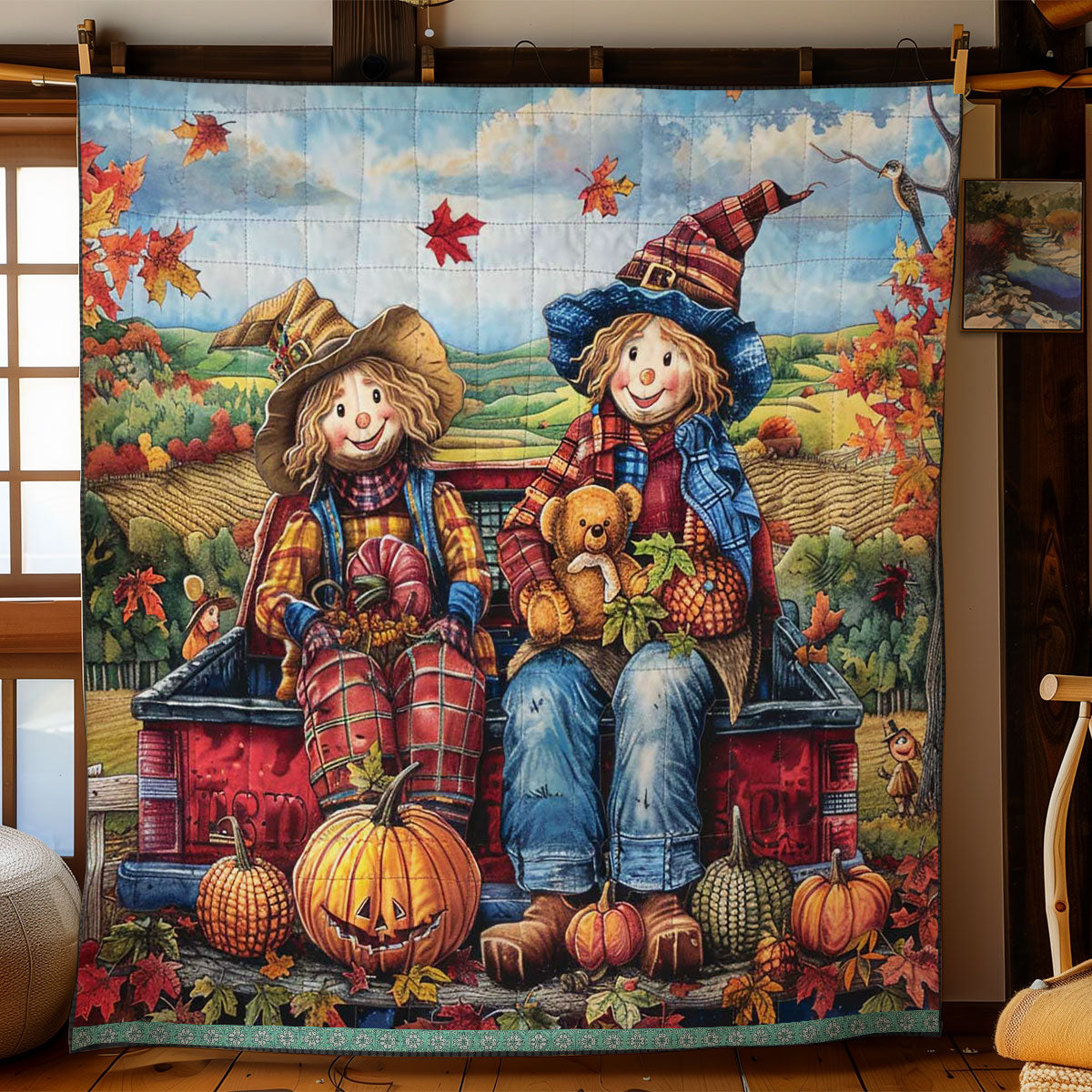 Scarecrow On The Pumpkin Truck WN1109018CL Quilt