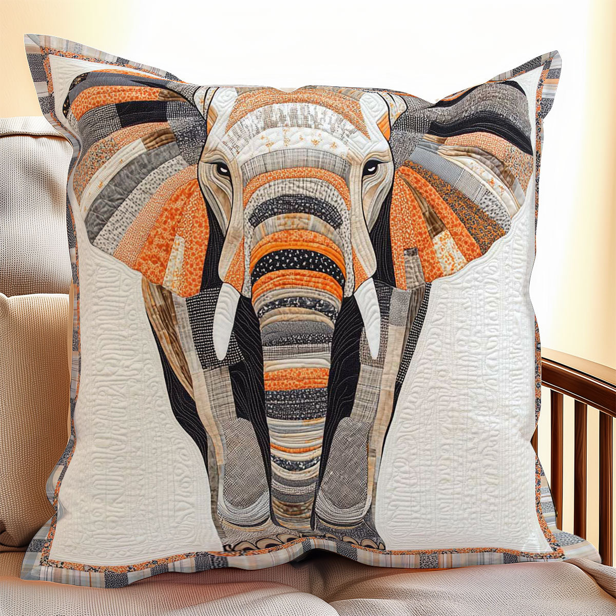 Elephant Vintage WP0108038CL Quilt Pillow Case