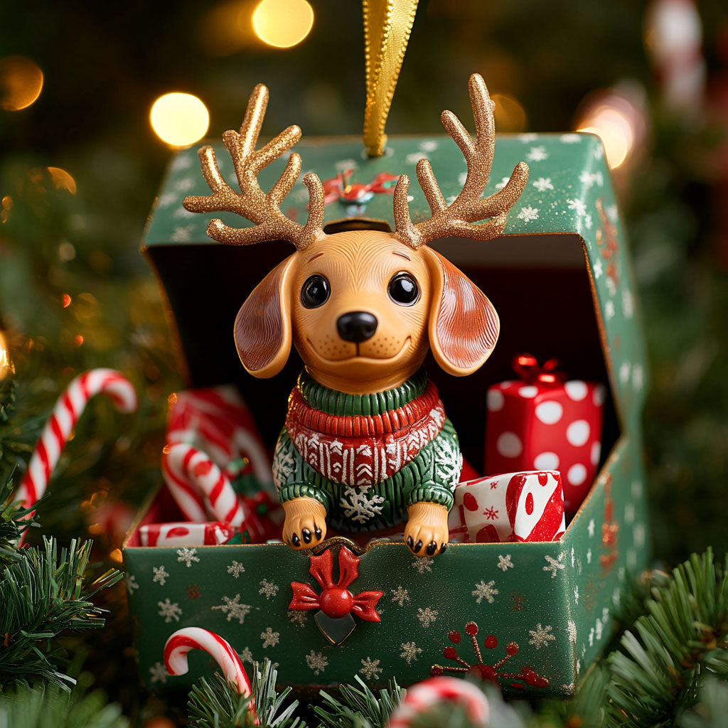 Santa Dachshund Gift WN1510075CL Christmas Ornament