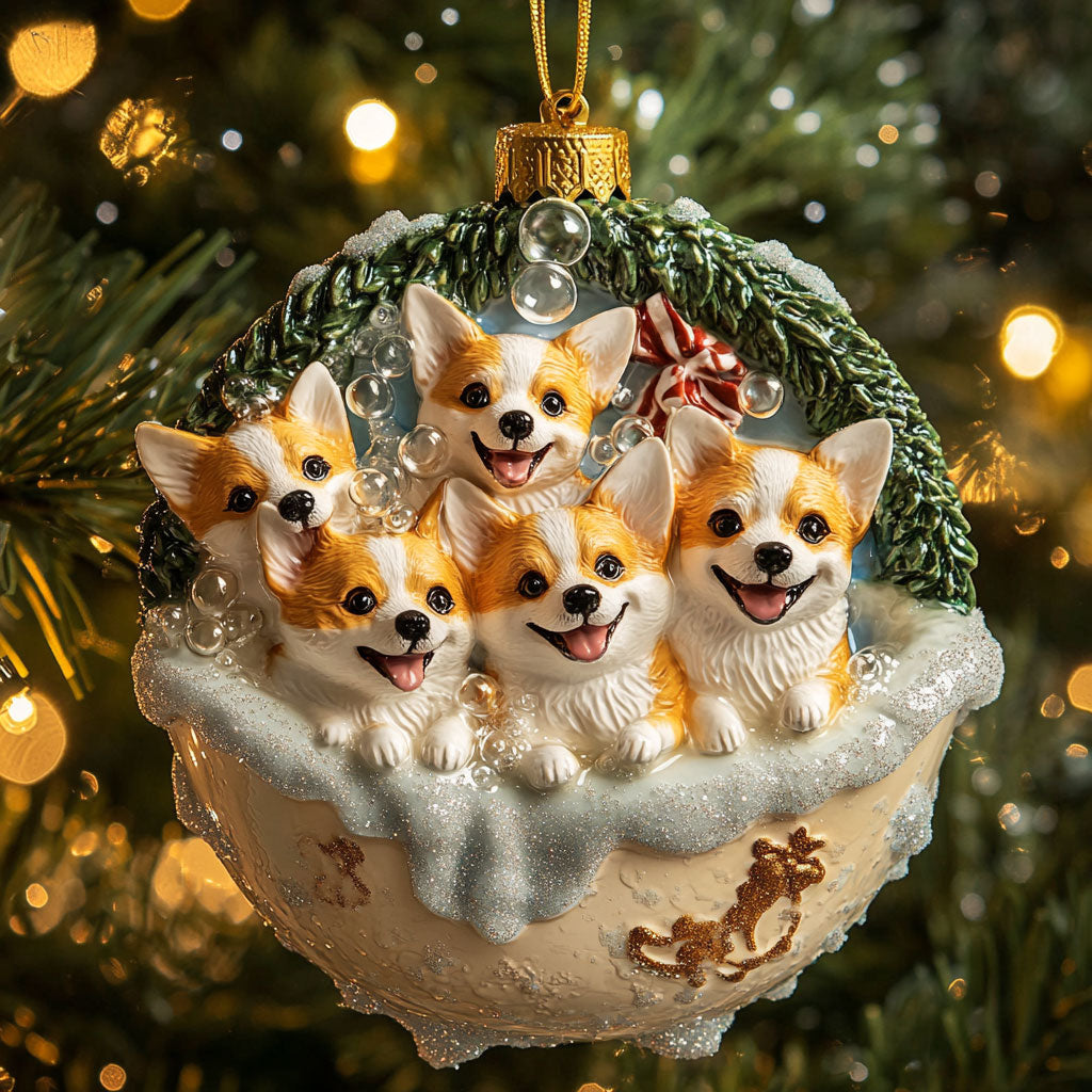 Corgi Christmas Crew WN1610053CL Christmas Ornament