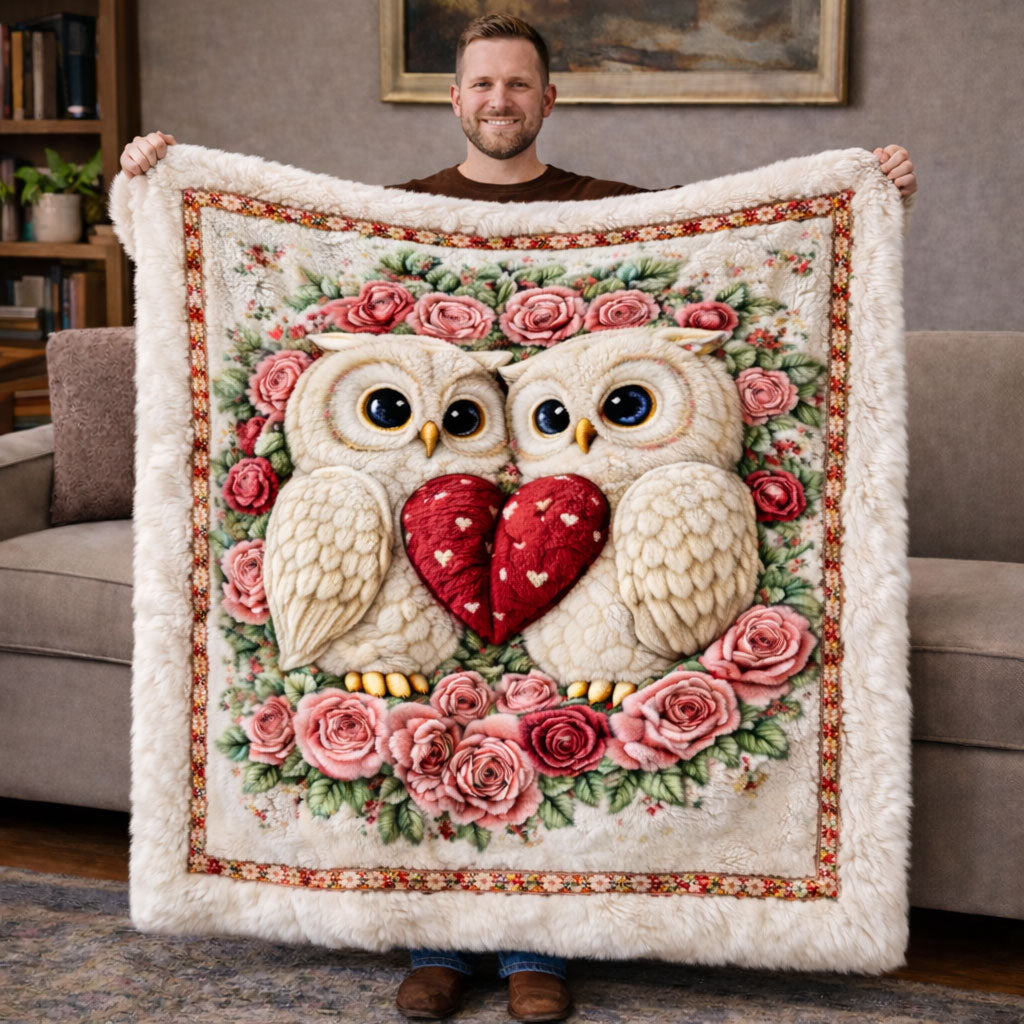 Blossom Love Owls KL2101005CL Faux Fur Throw Blanket