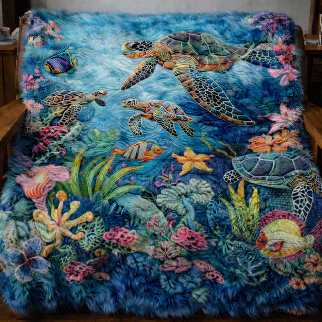 Sea Turtle WJ2701003CL Faux Fur Throw Blanket