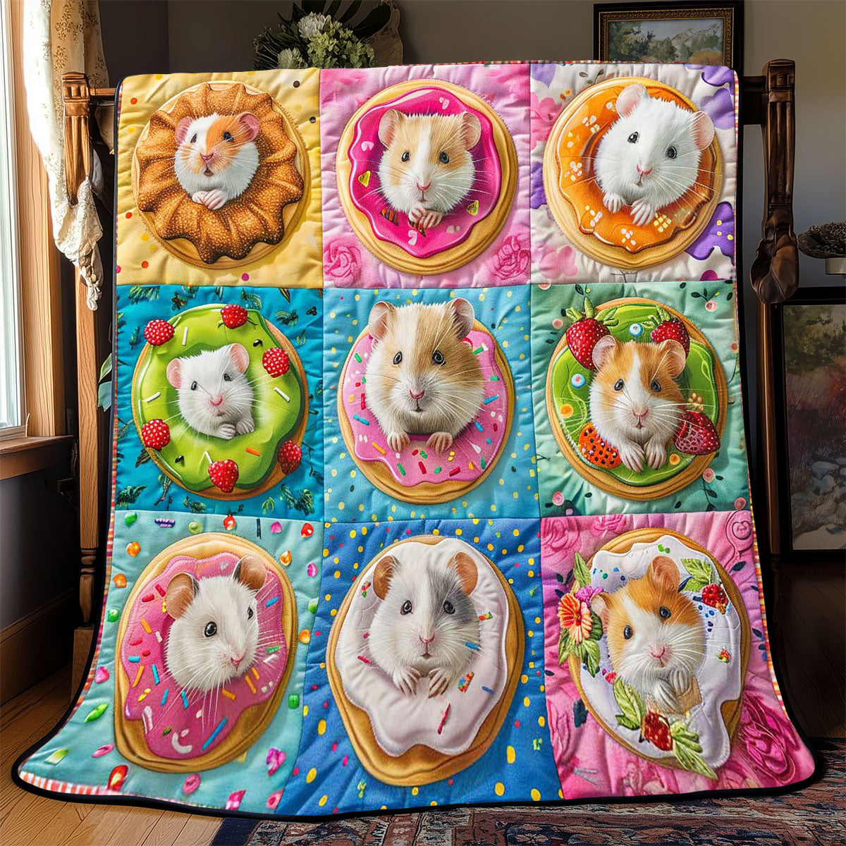 Colorful Donuts Hamster WP2008011CL Quilt