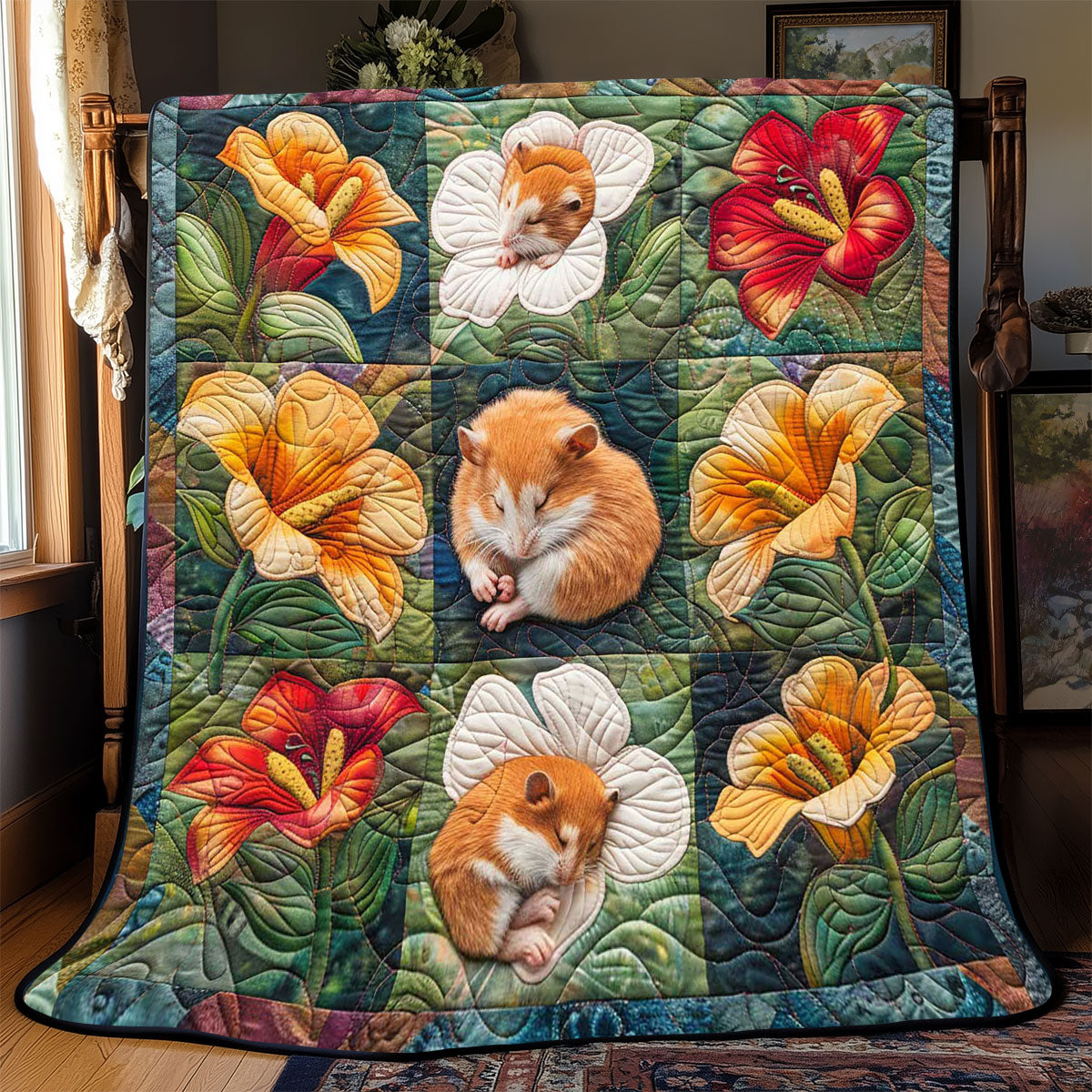 Hamster Sleep In Flowers WP2008029CL Quilt