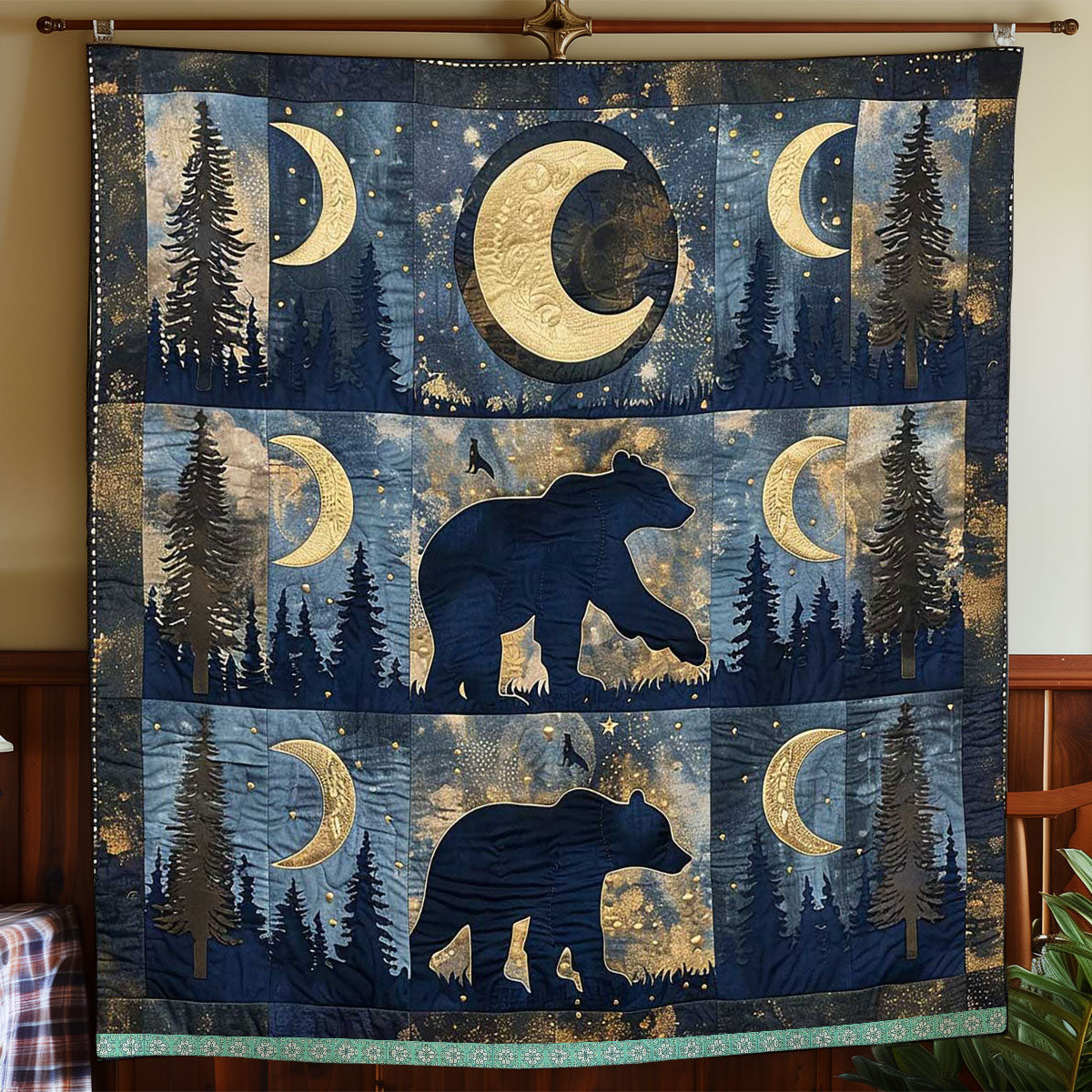 Silhouette Bear Crescent WP0509043CL Quilt