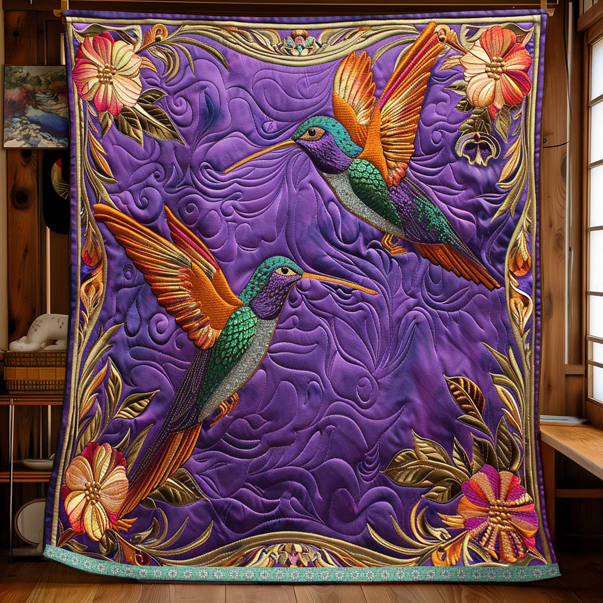 Tropical Floral Hummingbird WP0409052CL Quilt