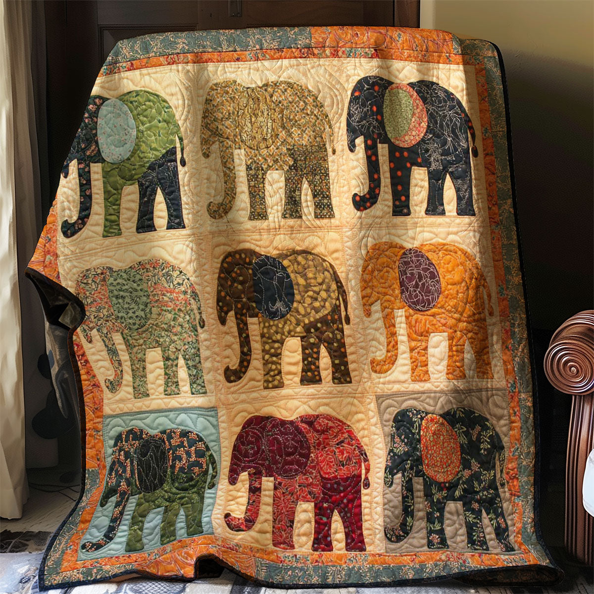 Elephant Collection Patchwork WP0208016CL Quilt