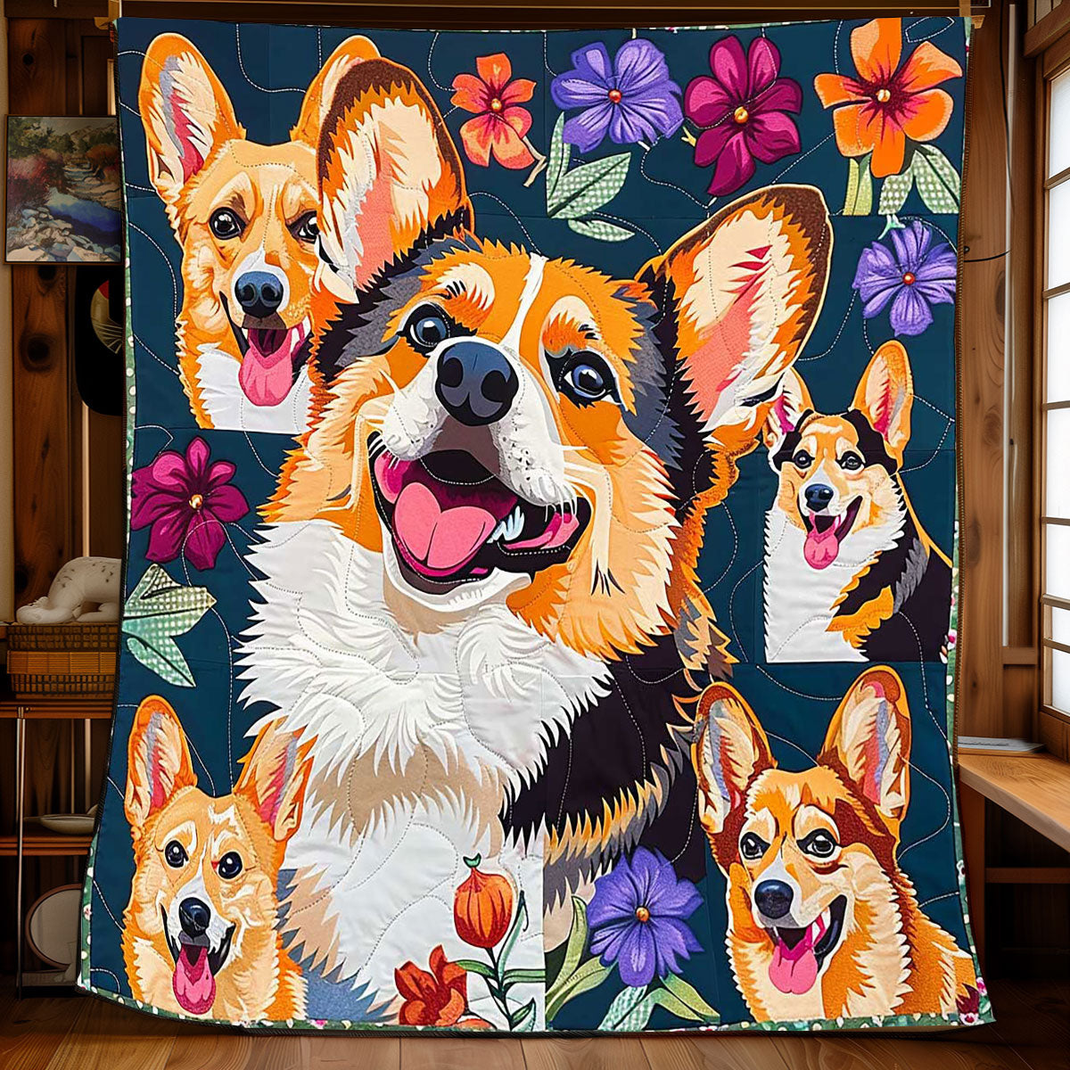 Happy Corgi WP2008031CL Quilt