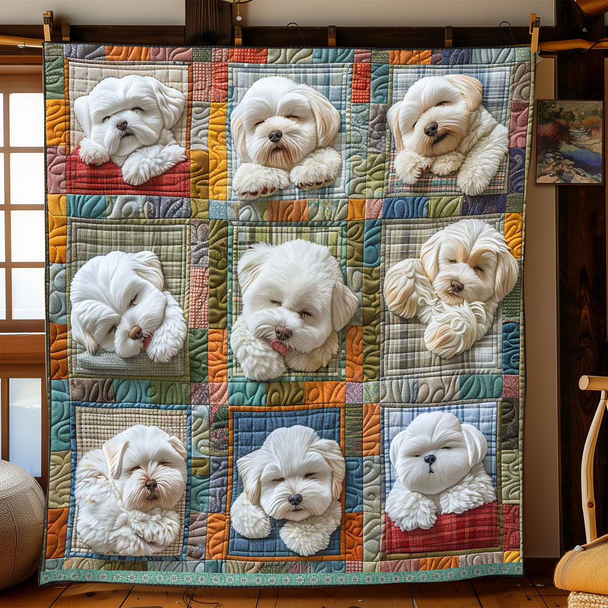 Snow Bichon Collection WP3008024CL Quilt
