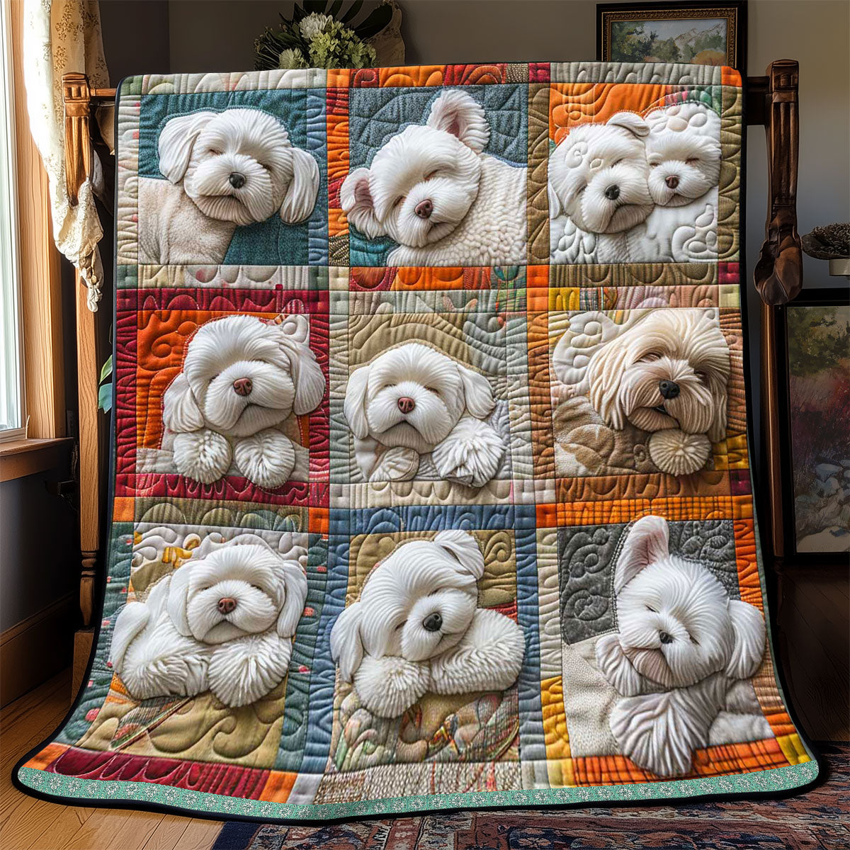 Bichon Sleeping WP3008034CL Quilt