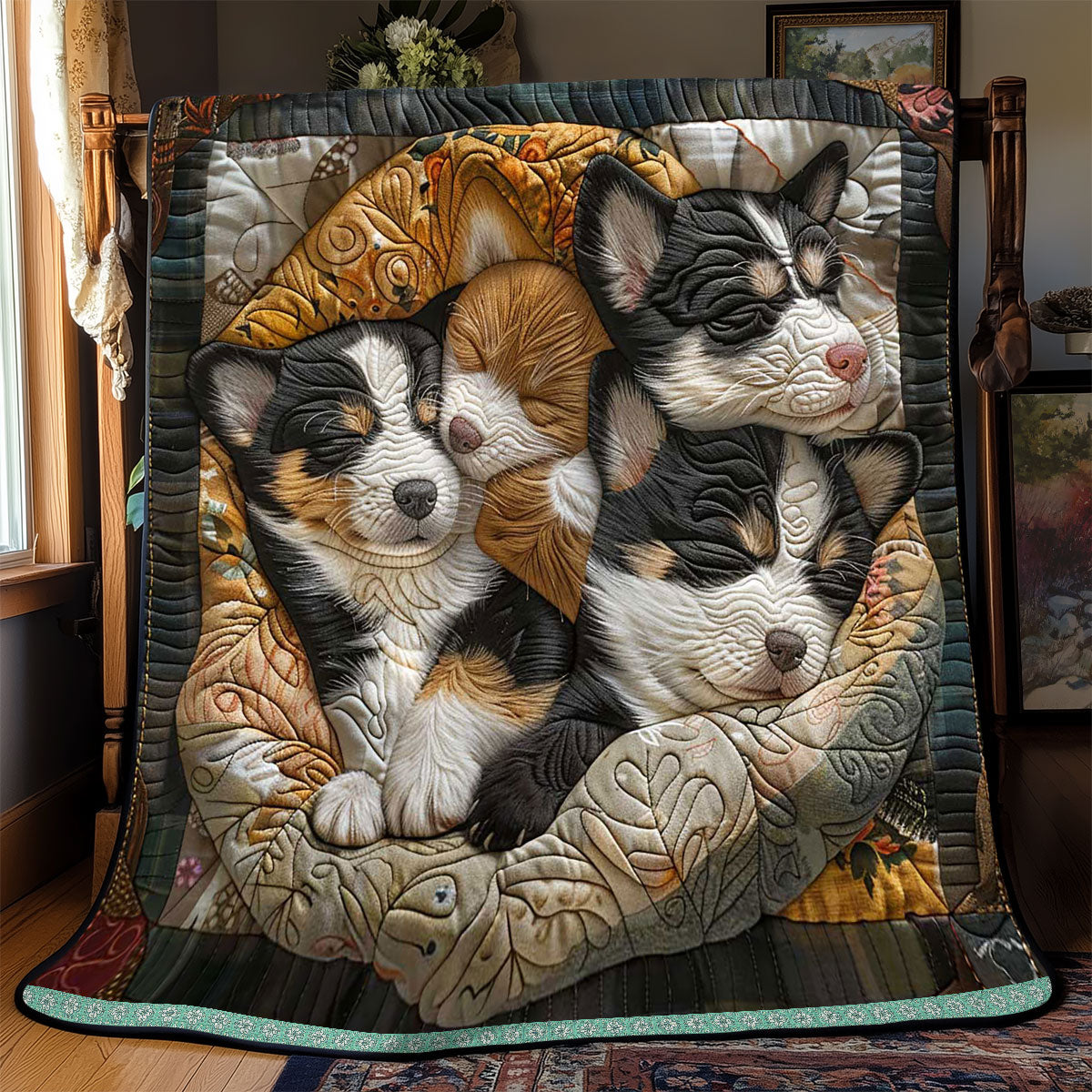 Fluffy Corgi WP0509018CL Quilt
