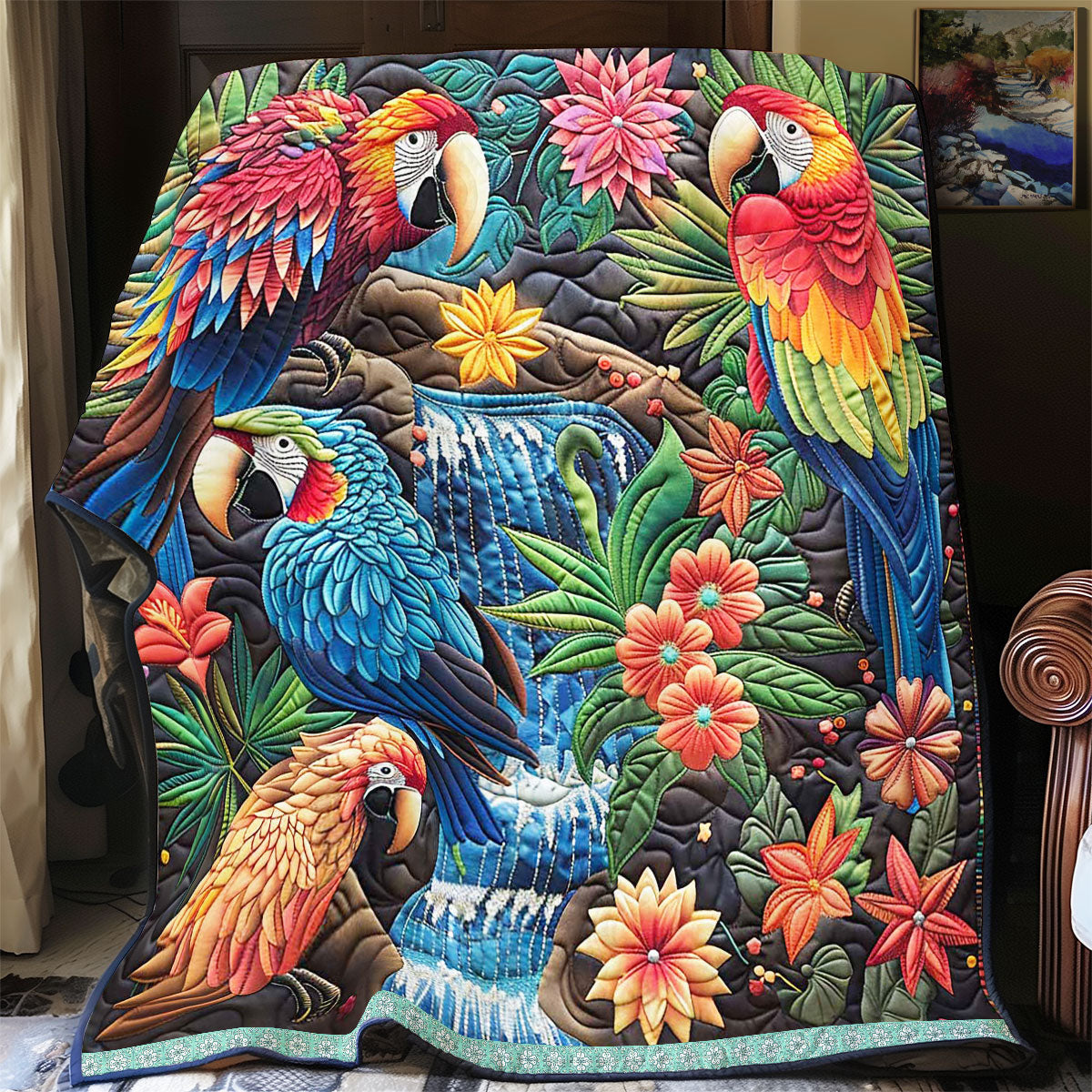 Tropical Cockatiels WP0909037CL Quilt