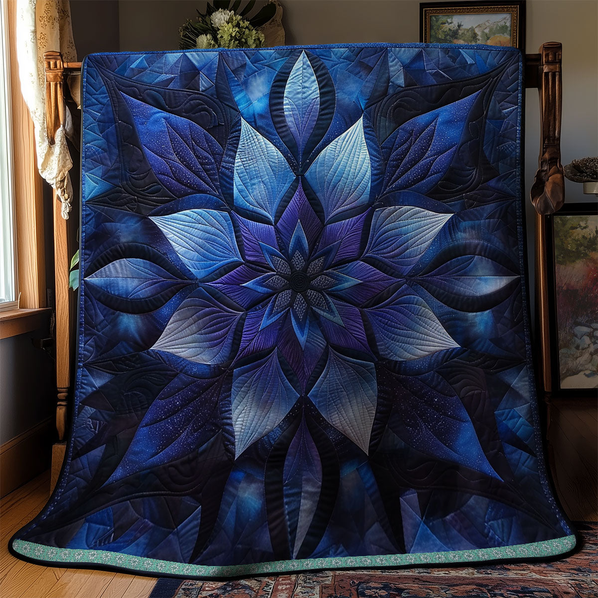 Mystical Blue Petals WN1309002CL Quilt