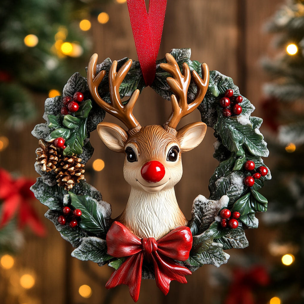 Whimsical Reindeer Wreath Ornament XK1510001CL Christmas Ornament