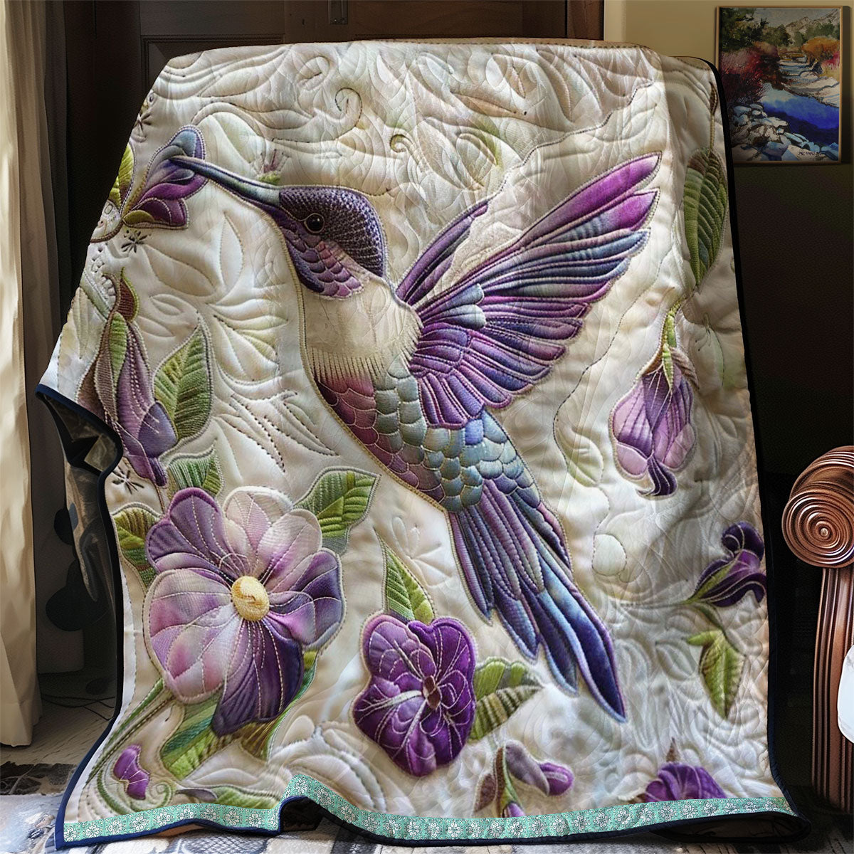 Purple Hummingbird WN1209040CL Quilt