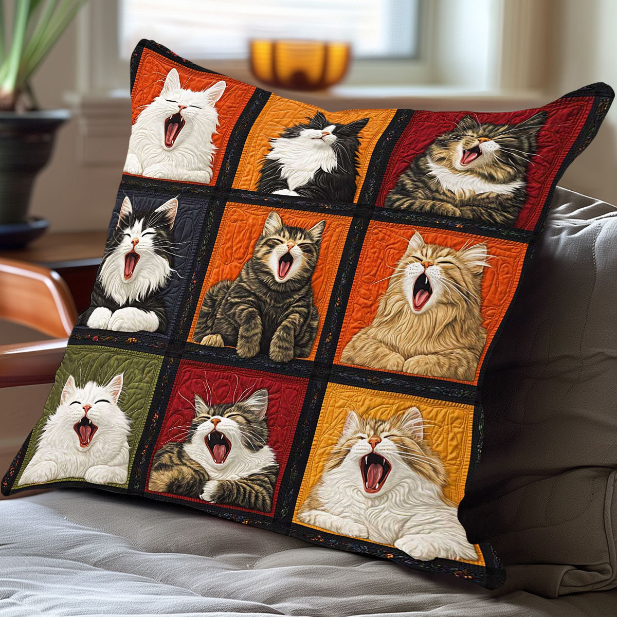 Yawning Cat WP0708039CL Quilt Pillow Case