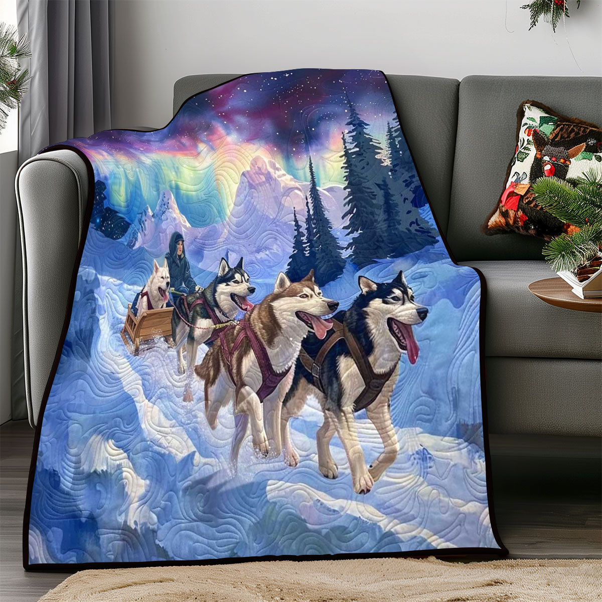 Sledding Husky Aurora WP1308028CL Quilt
