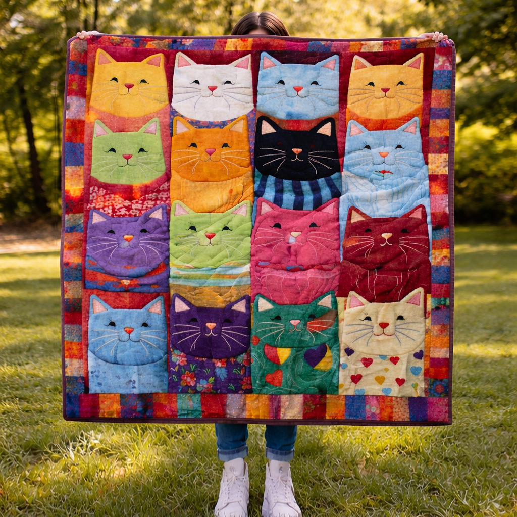 Whimsical Cats QA2201005CL Faux Fur Throw Blanket