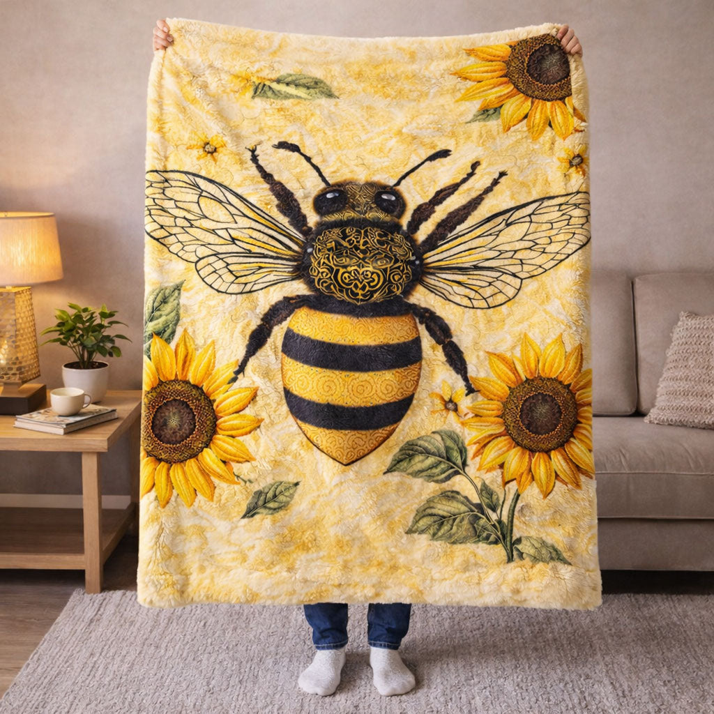 Sunflower Bee QA1701002CL Faux Fur Throw Blanket