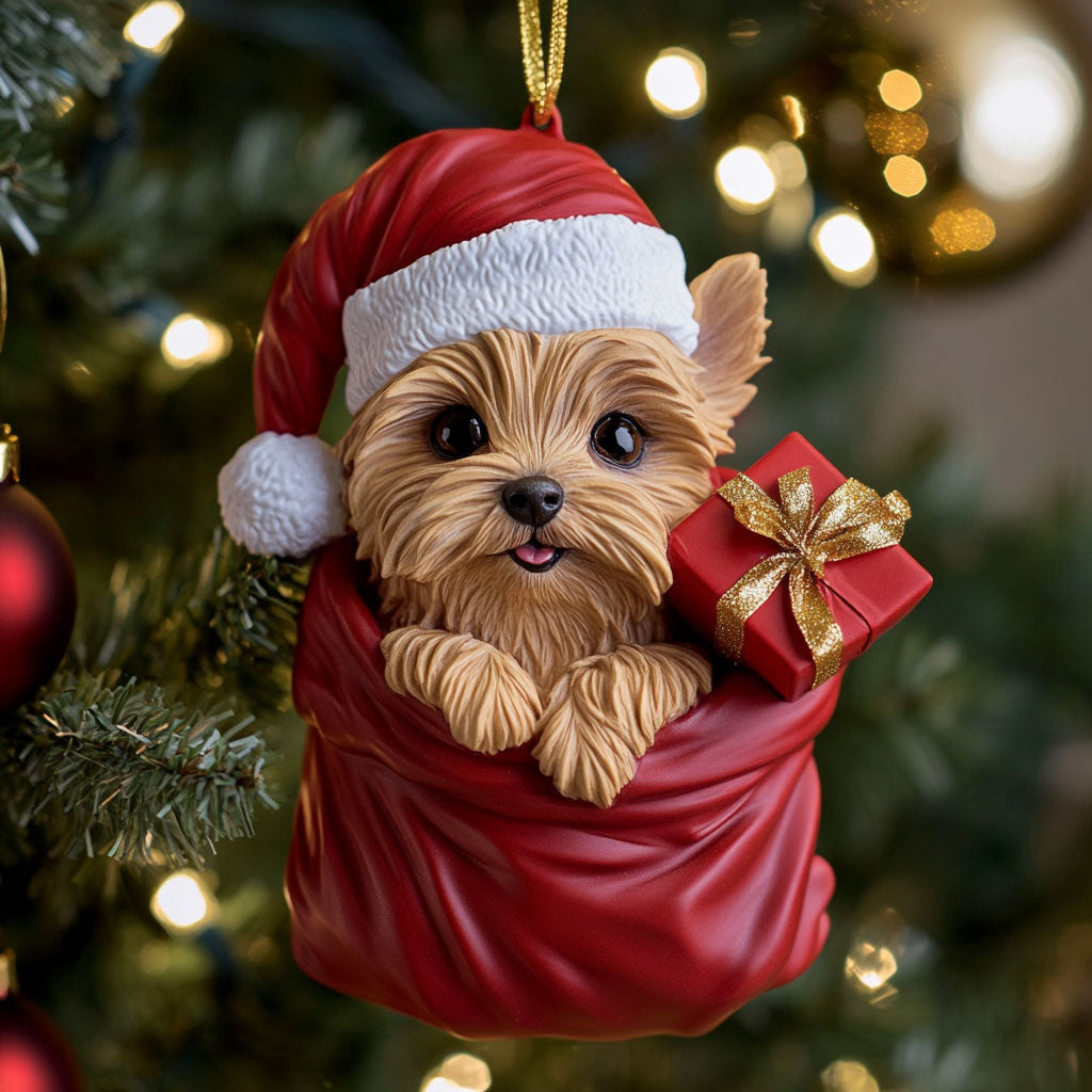 Merry Yorkie CP1710028CL Christmas Ornament