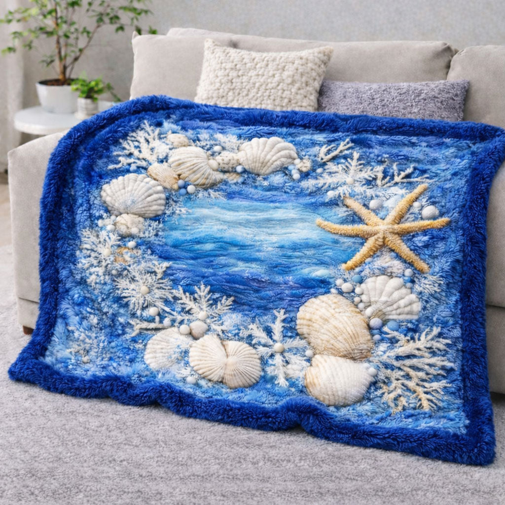 Seashell Charm CW2601008CL Faux Fur Throw Blanket