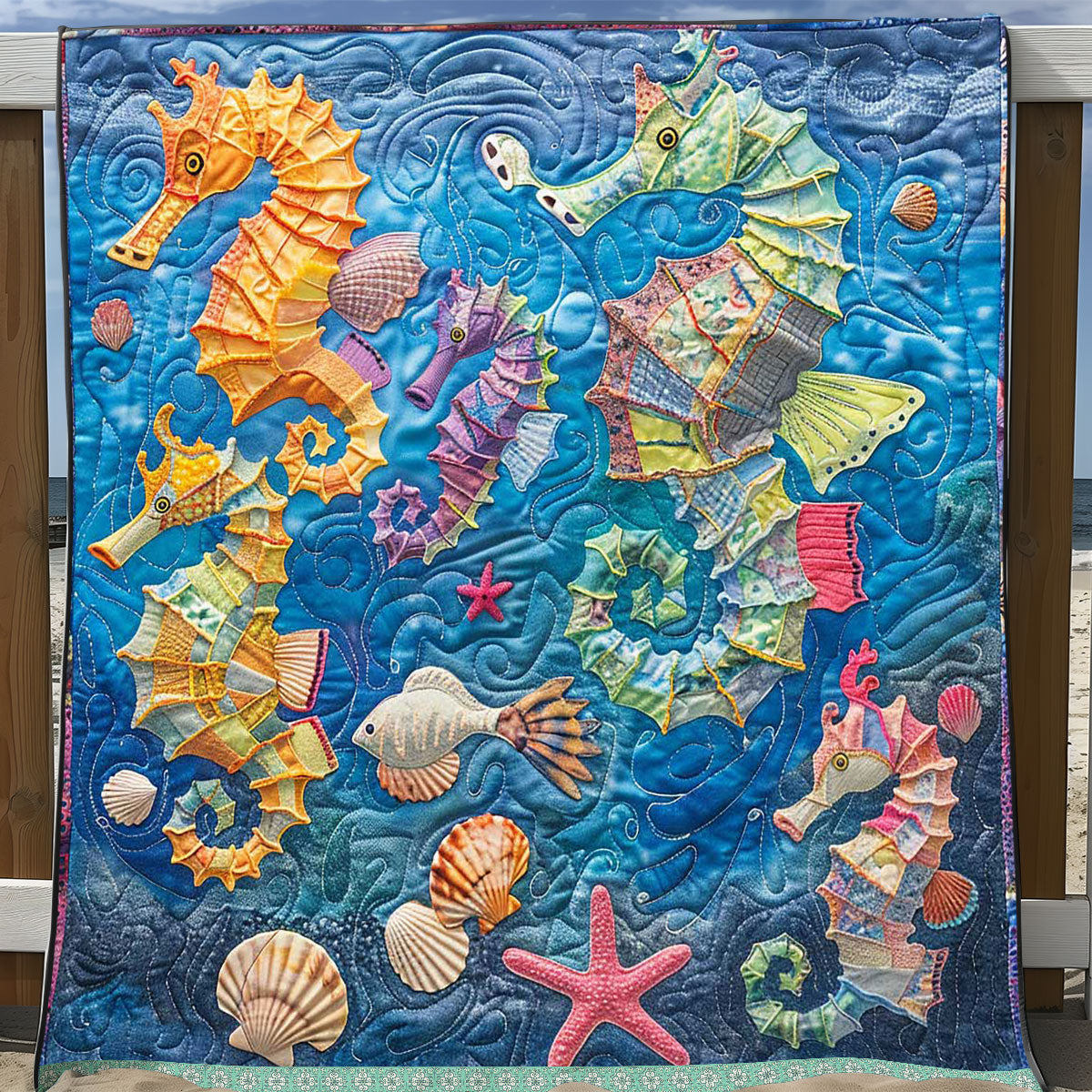 Seahorse Parade WP0409042CL Quilt