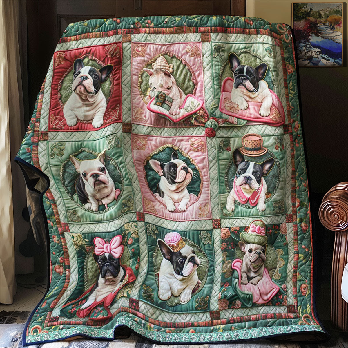 French Bulldogs Luxurious WN1209030CL Quilt
