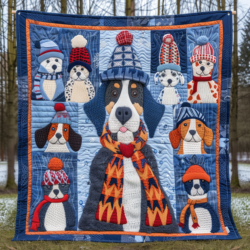Snuggly Winter Dogs WN1909026CL Quilt