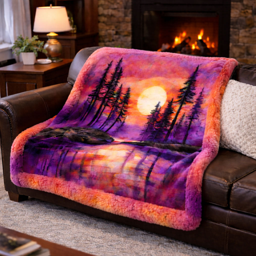 Lakeside Sunset KL2601010CL Faux Fur Throw Blanket
