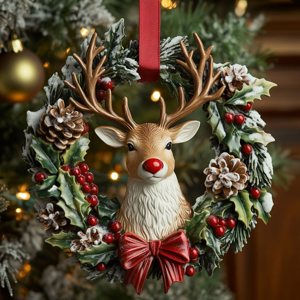 Whimsical Reindeer Wreath Ornament XK1510007CL Christmas Ornament