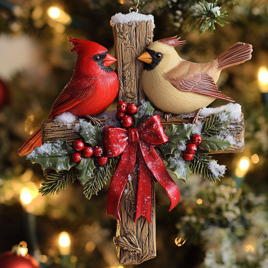 Crimson Cross Cardinal WN2110021CL Christmas Ornament