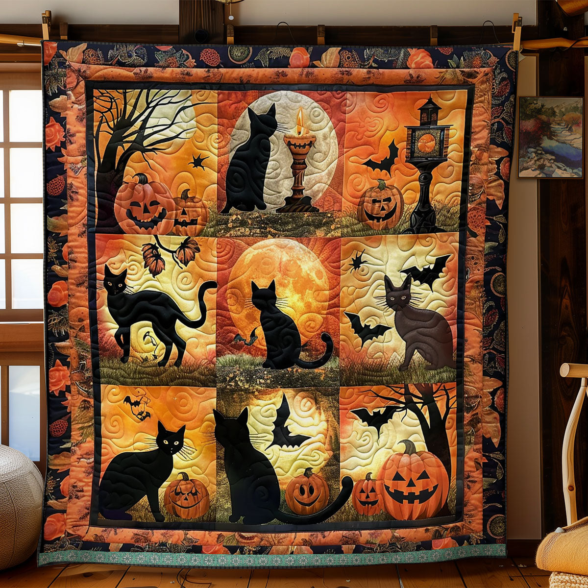 Halloween Cat And Bat WN1309063CL Quilt