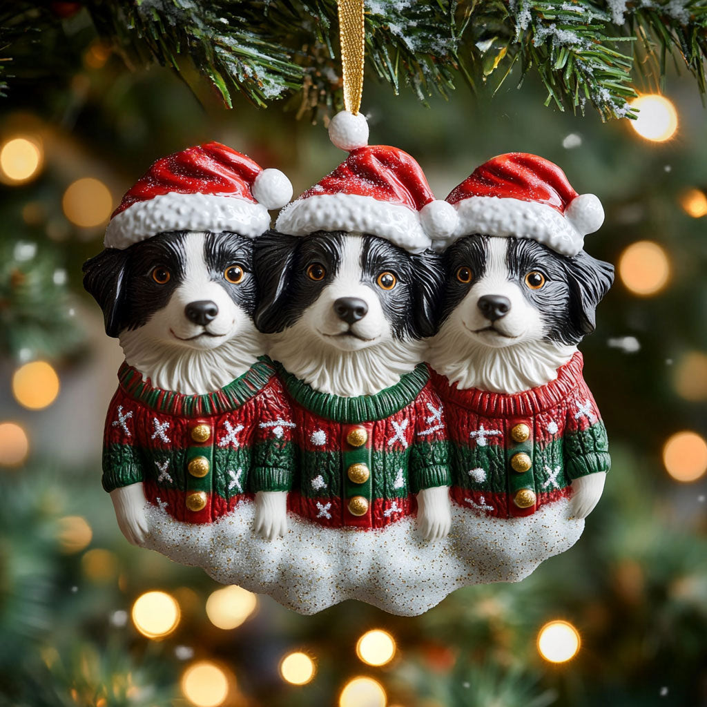 Snowy Border Collie WN1510086CL Christmas Ornament