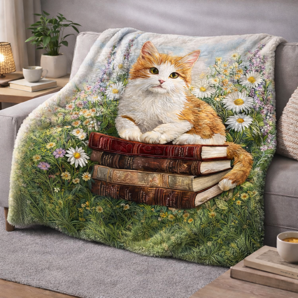 Wise Ginger Cat QA2101004CL Faux Fur Throw Blanket