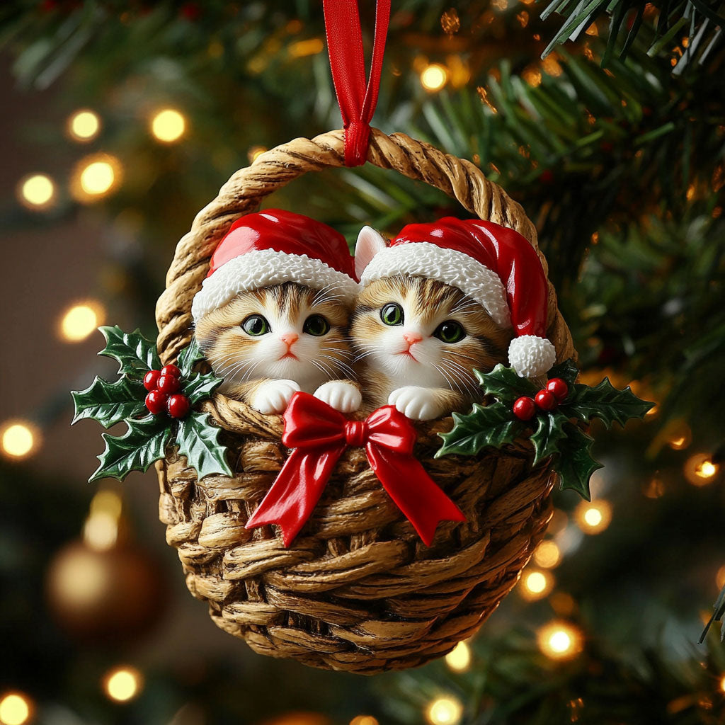 Warm Basket Cat WN0811073CL Christmas Ornament