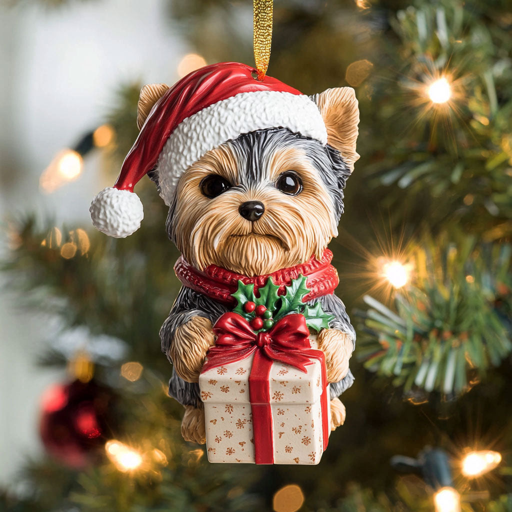 Yorkie Glow CP1710046CL Christmas Ornament