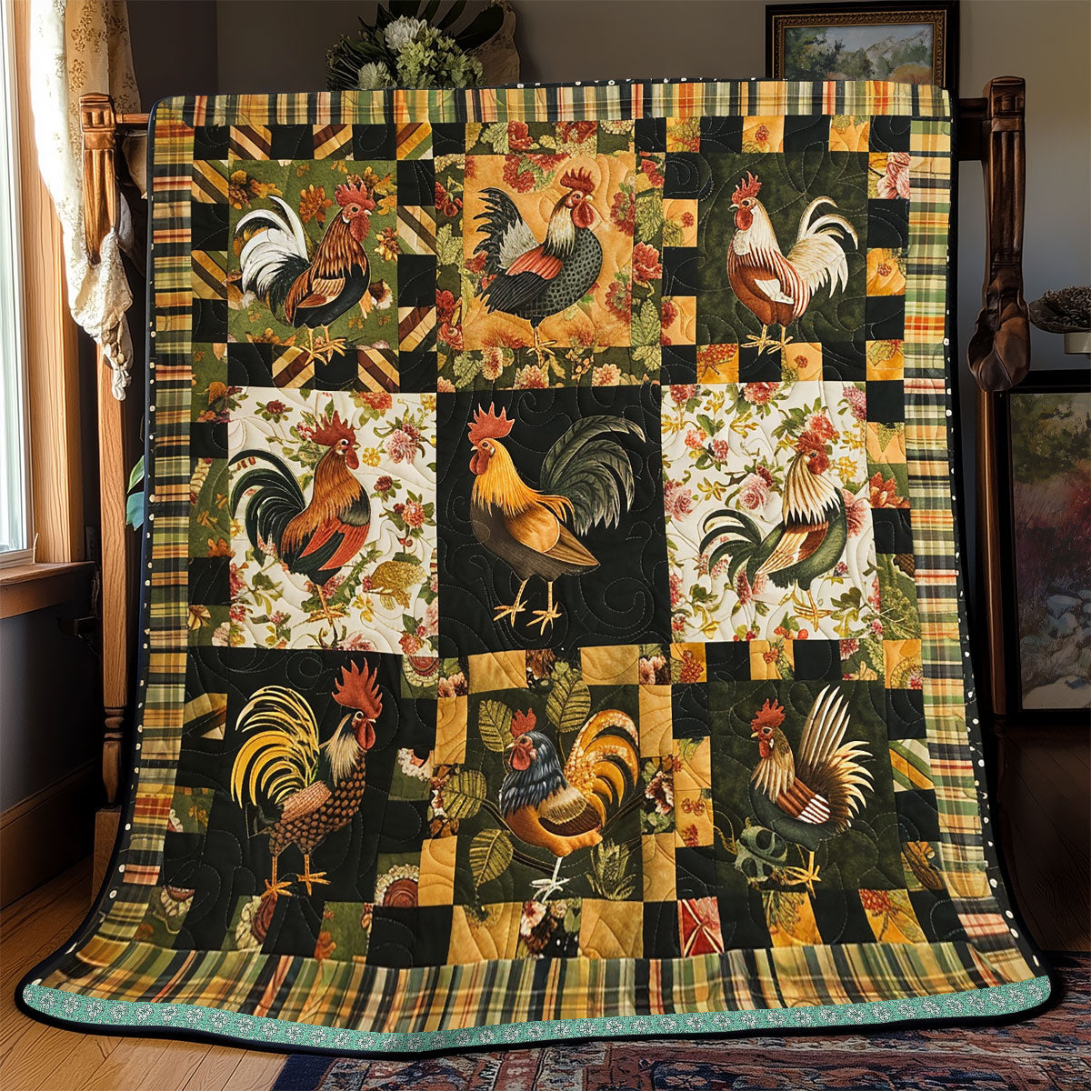 Floral Vintage Chicken WP0609024CL Quilt