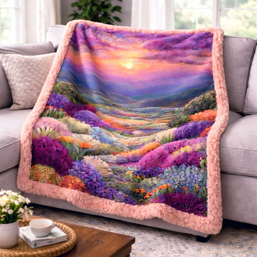 Soft Sunset Landscape KL2701009CL Faux Fur Throw Blanket