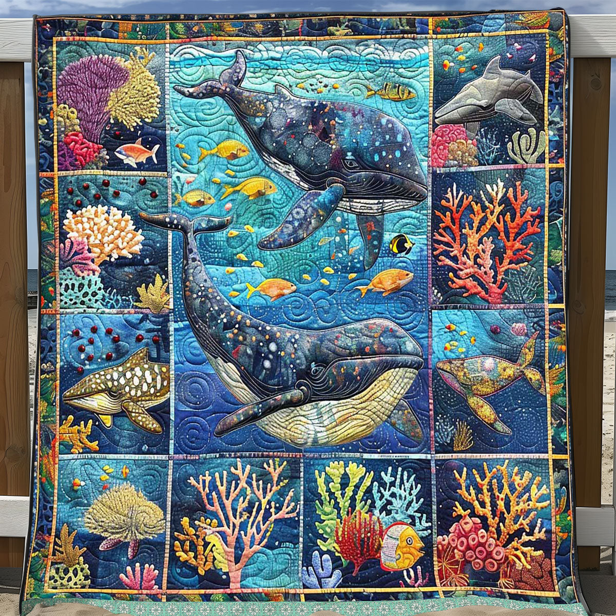 Coral Whale Patchwork WP0509009CL Quilt