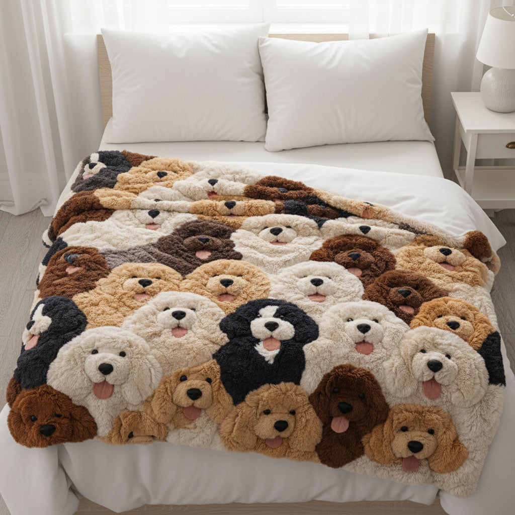 Doodle Puppies WJ2101002CL Faux Fur Throw Blanket