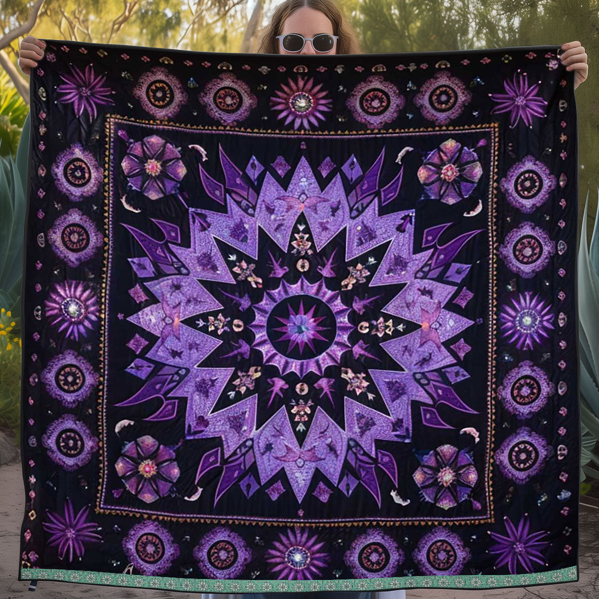Native American Purple Star WJ2009016CL Quilt