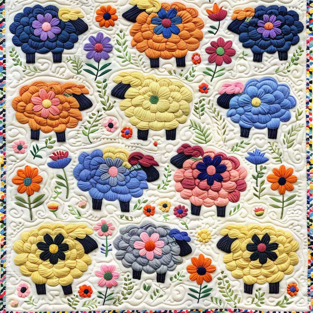 Cloudy Color Sheeps WM3008016CL Quilt