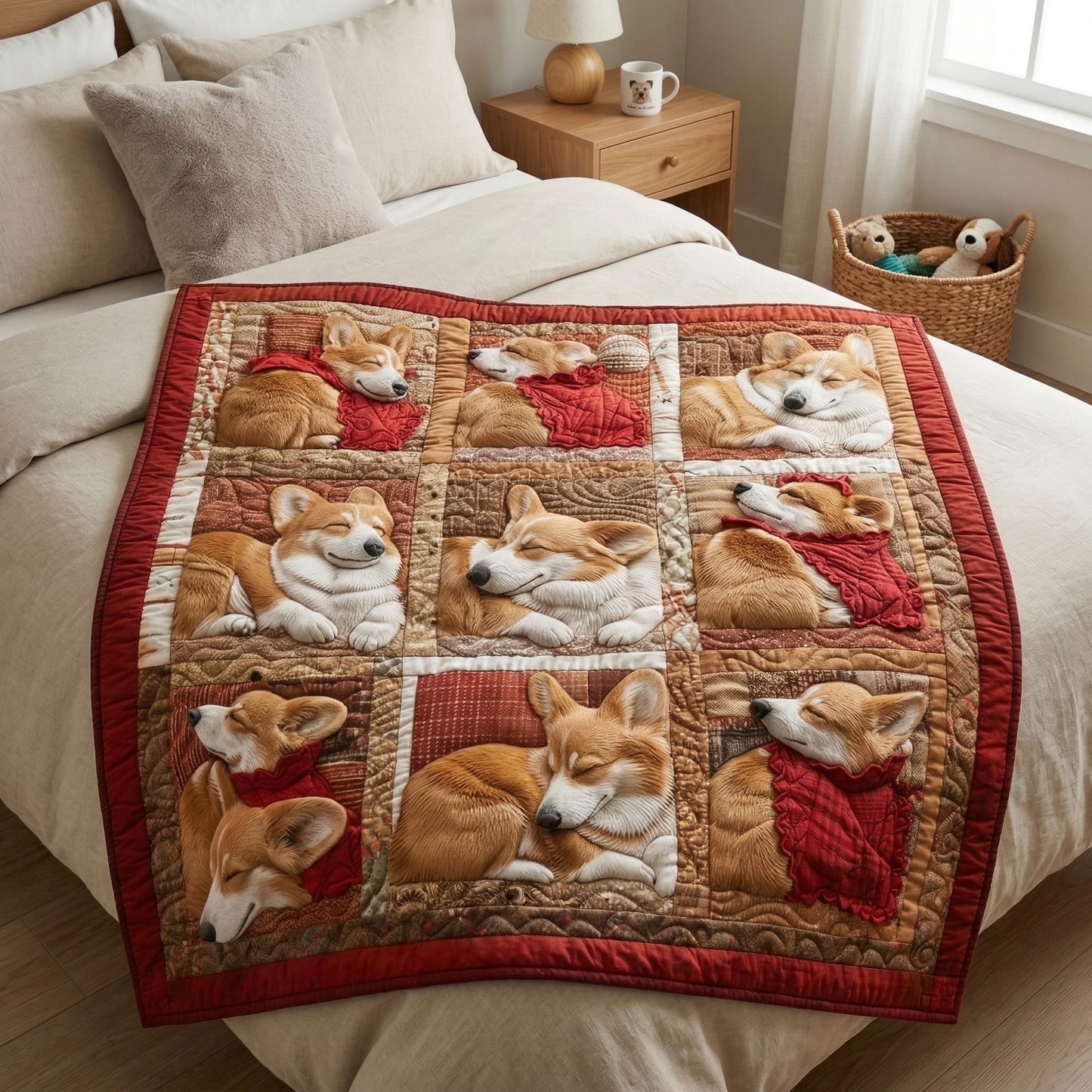 Happy Corgi Sleeping SR2208033CL Quilt