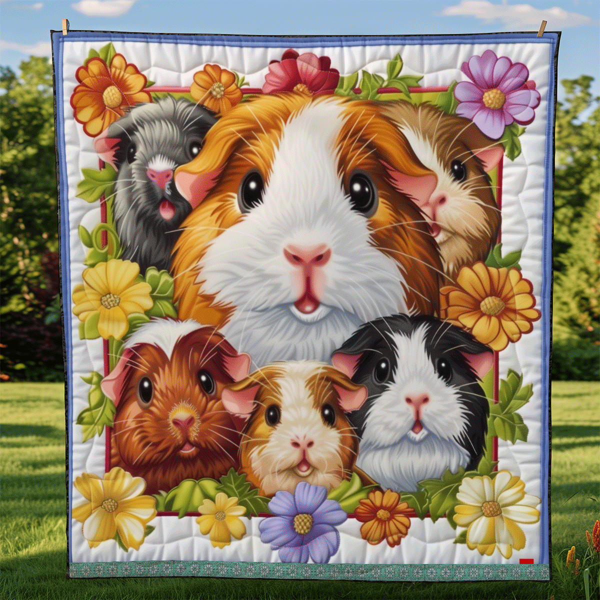 Guinea Pigs And Flowers WO2708032CL Quilt